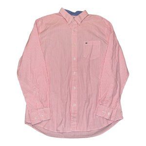 Crown & Ivy Classic Fit Long Sleeve Button Down Pink/White Shirt Mens Large